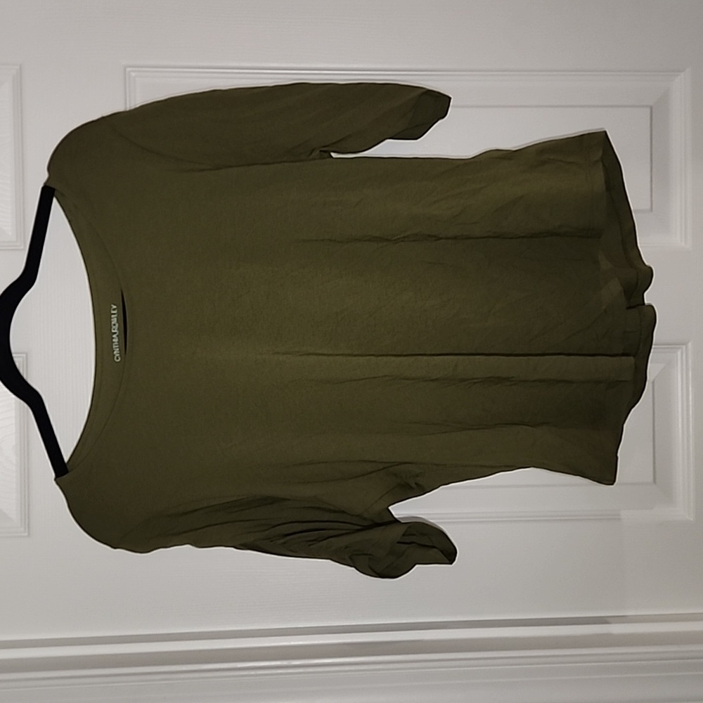 Olive Green 3/4 Sleeve Top | Women's Size XL | Soft Cotton Blend